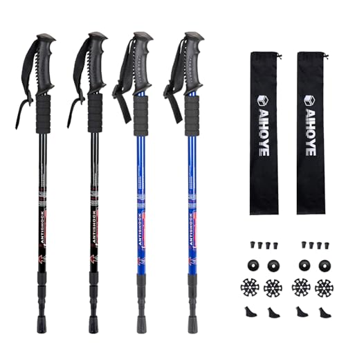 Aihoye Collapsible Hiking Poles - Blue-Black, Lightweight Adjustable Walking Sticks for Men & Women