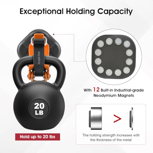 MagitcSee 4 Pack Magnetic Shovel Holders for Truck & RV, No-Drill Heavy Duty Tool Mount Orange