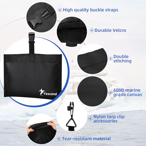 12-Pack Boat Cover Sand Bags Kit with Clips and Bags, Durable 600D Marine Canvas
