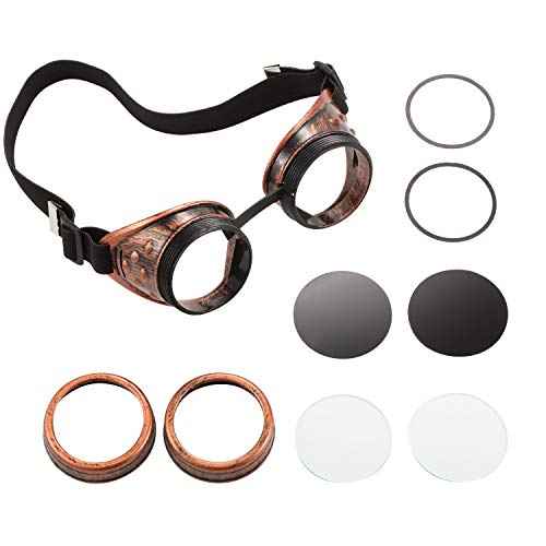 Frienda 6 Pcs Retro Steampunk Goggles Mad Scientist Style Goggles Victorian Sunglasses Black Punk Glasses Cosplay