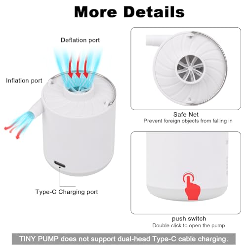 Mini Portable Air Pump with Lantern & 6 Nozzles for Inflatable Pool Floats Air Mattress