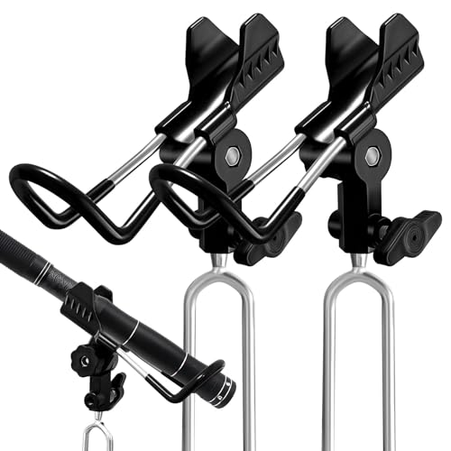 Black Fishing Rod Holder for Ground 2 Pack - Adjustable, Portable, Durable