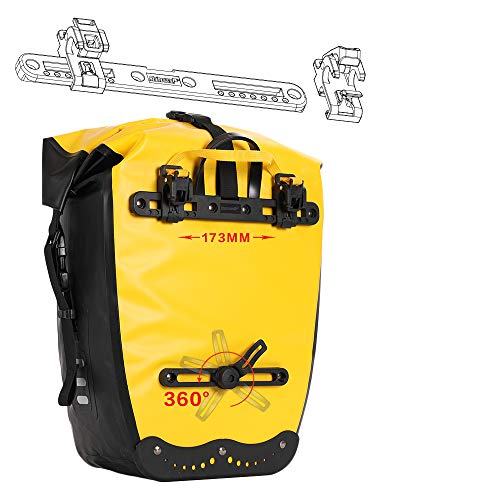 Waterproof Bike Pannier Bag 27L Yellow Cycling Saddle Bag with Shoulder Strap