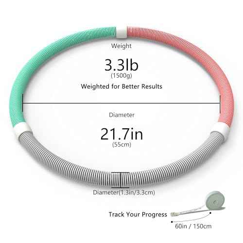 Weighted Soft Spring Hula Hoop for Adults ? 3.3lb Foldable Fitness Hoop, Waist-Friendly Design, Portable Slimming Exercise Equipment for Home and Travel