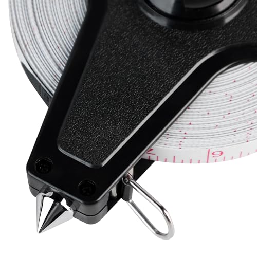 60 Meters Open Reel Measuring Tape with Metal Spike - Durable Fiberglass, Hand Crank for Track & Field