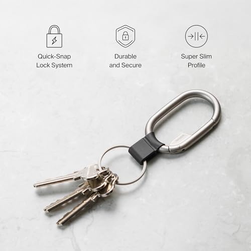 Orbitkey Clip Mini - Black, Slim Carabiner with Quick-Release Keyring