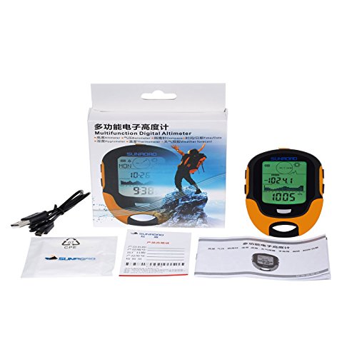 Barometer Altimeter Compass LCD Digital Thermometer Watches-Hygrometer Weather Forecast Hand-Hold Hiking Flashlight Altimeter