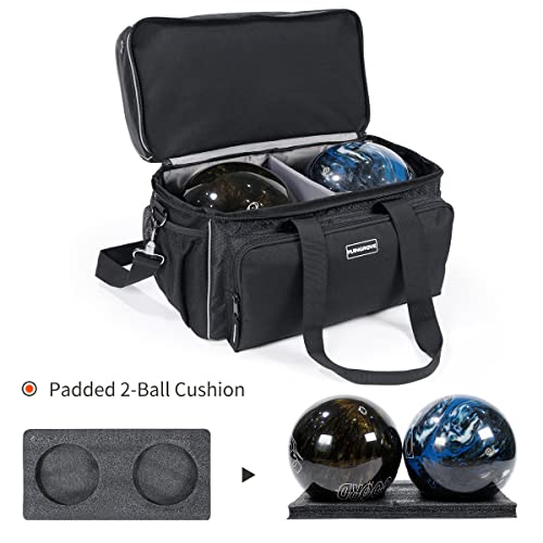 Mangrove Black Double Bowling Ball Bag with Padded Holder & Multiple Pockets