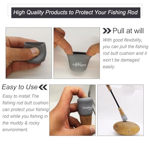 Large Silicone Fishing Rod Butt Cushion 1.38in End Cap for 1.18-1.34in Rods - 8 Colors