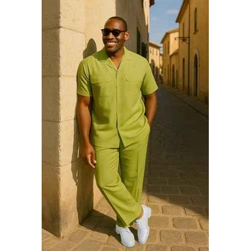 STACY ADAMS Men's Linen Shirt Pant Set