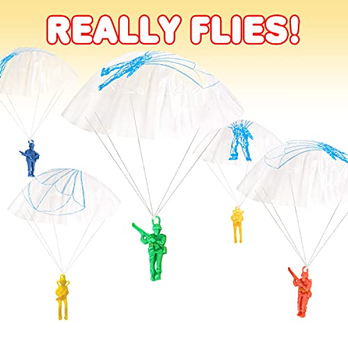 Kids Parachute Army Toy Set - 36 Vinyl Mini Paratroopers for Indoor & Outdoor Play
