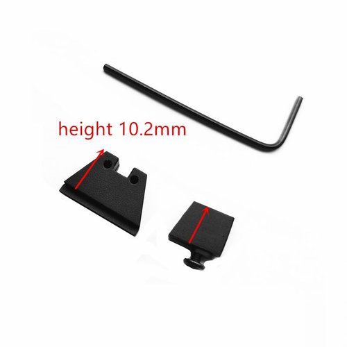 Fiber Optic Sight Set for Glock G17 19 20 26 42 43 45 48, 1.5mm, Increase Height 10.2mm Front and Rear Base, Aluminum