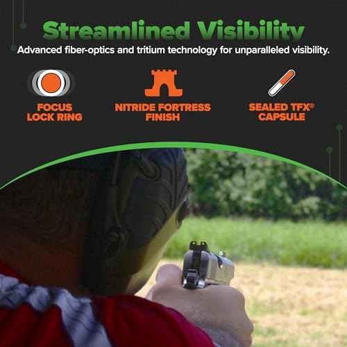 Truglo TFO Tritium & Fiber-Optic Handgun Sight Durable Snag-Resistant Glowing Front & Rear Night Sight, Compatible with Smith & Wesson M&P Series