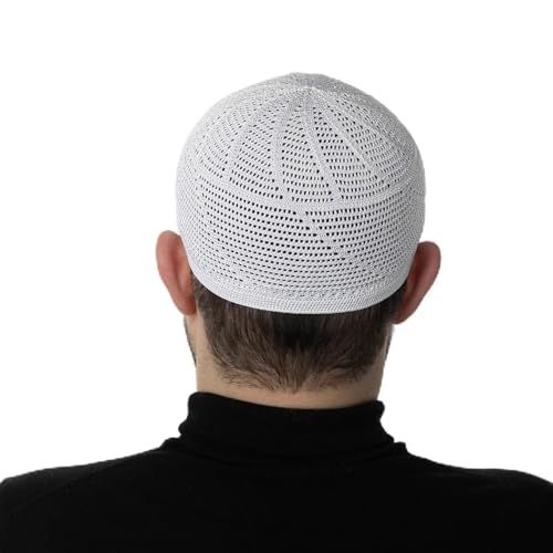 Modefa Islamic Premium Turkish Dervish Kufi Hats for Men - White, One Size