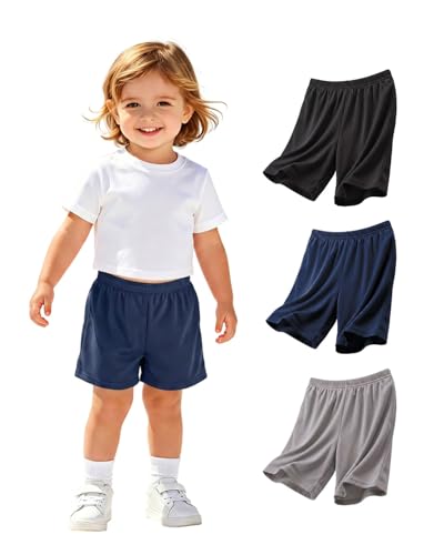 Toddler Girls Mesh Athletic Shorts 4T Kids Basketball Soccer Breathable Summer Active Wear - Black, Navy, Gray