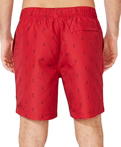 Men's Quick Dry Anchor Print Swim Trunks - X-Large Racer Red