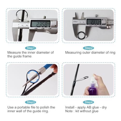 Purple Fishing Rod Eyelet Repair Kit - 27pcs Ceramic Guide Rings & Tweezers