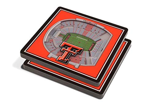 YouTheFan NCAA 3D StadiumView Coasters - Texas Tech Red Raiders, 4-inch Set