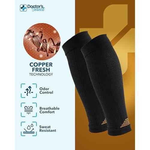Doctor's Select 2 Pairs Copper Calf Compression Sleeve - Leg Compression Sleeves for Women & Men, Shin Splint Relief