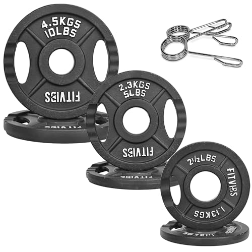 Fitvids Olympic Cast Iron 2-Inch Weight Plate for Strength Training & Weightlifting, Multiple Weights Available