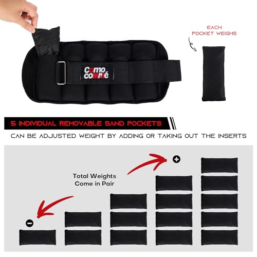 2 lb x 2 Adjustable Ankle Weights Set for Fitness & Workout Black