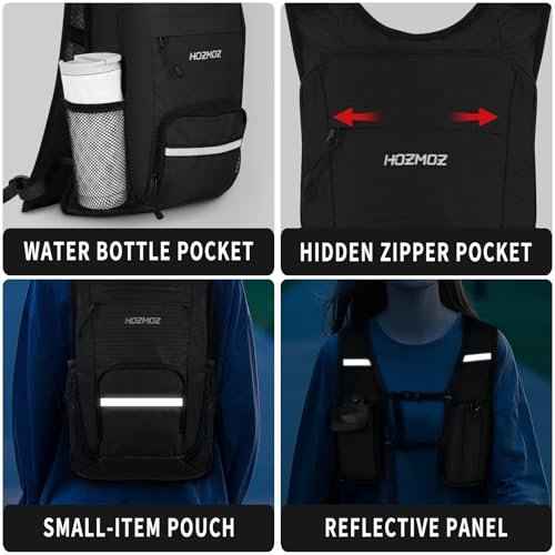 10L Small Hiking Backpack For Women Men, Lightweight Travel Packable Back Pack, Foldable Camping Hiking Daypack With Vest-style and Touchscreen Phone Pocket (Black)