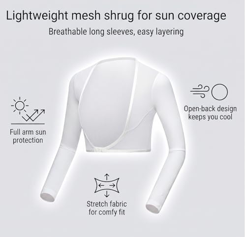 Women's Golf Sleeves Cooling Shawl for Riding Golfing Driving - Small-Medium White