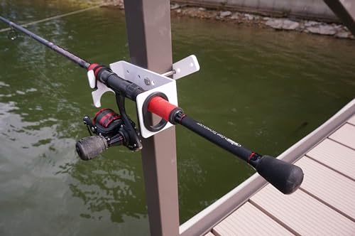 Heavy-Duty Dock Column Fishing Rod Holder Pair - Aluminum, Adjustable