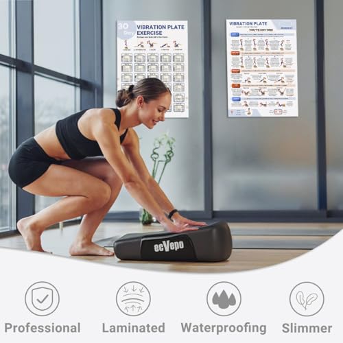 Whole Body Vibration Plate Exercise Poster, Fitness Workout Guide with 30 day Training Chart