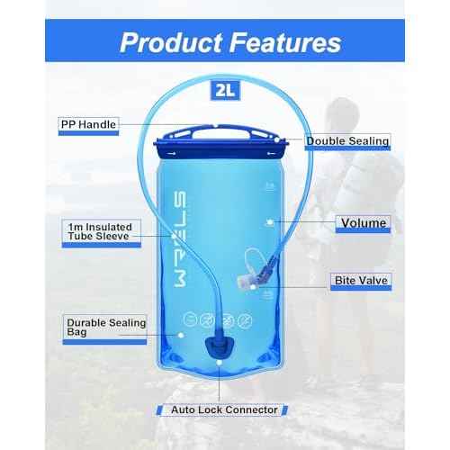 Hydration Bladder,1L/1.5L/2L/3L Water Bladder for Hydration Pack,BPA-Free Leakproof Water Reservoir for Hiking Running Camping Cycling