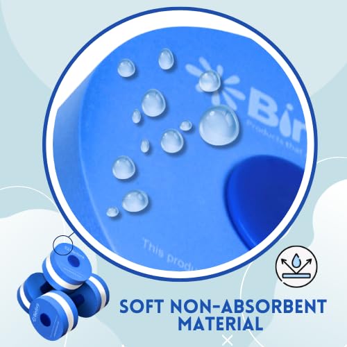 Bintiva Water Weights for Pool Exercise - Aqua Fitness Dumbbells - Blue, White, Blue - Foam Material - Fixed Style
