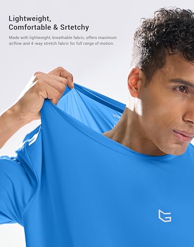 Men's Sun Protection Swim Shirt UPF 50+ Rash Guard Short Sleeve Water Sports XL Blue