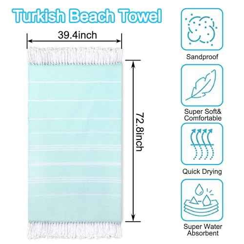 Beach Towel 2 Pack,Sand Free Beach Towels Oversized 39 x 72,Turkish Beach Towel Quick Dry Towel,Lightweight Pool Towels for Adults Travel Towel,Super Absorbent Towels Beach Essentials