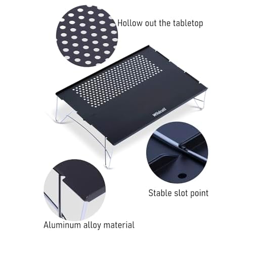 WildCall Mini Solo Folding Table Ultralight Compact with Carry Bag for Backpacking Camping Hiking Beach (Gunmetal)
