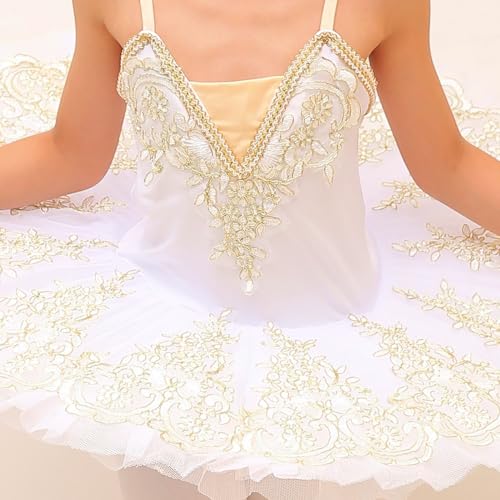 Girls White Camisole Skirted Ballet Leotard Tutu Dress - Size 8-9 Years
