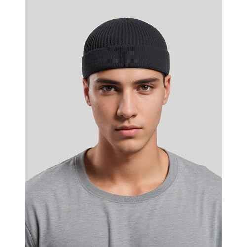 vidsel Thin Wool Fisherman Beanie for Men Women, Short Knit Cuff Trawler Watch Hats