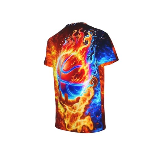 Kids Tie Dye T Shirt Boys & Girls 6-16 Years Short Sleeve Casual Graphic Tee - Fire Basketball (6-8 Years)