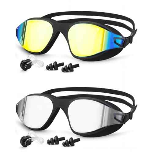 Swimming Goggles 2 Pack, Professional Anti Fog No Leaking UV Protection Swim Goggles for Women Men Adult Youth