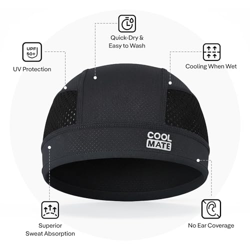 Breathable Cooling Skull Cap Helmet Liner for Men Women - Pack 3 Black Grey Navy