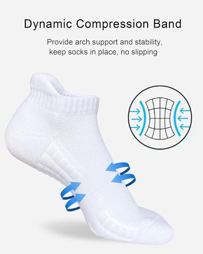 Women's Ankle Athletic Cushioned Running Socks - White, Size 9-11, 5 Pairs
