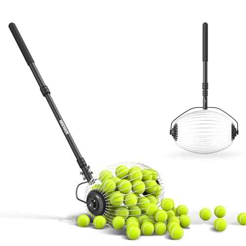 NEEWER Tennis Ball Pickleball Collector Roller, No Bending Over Quick Rolling Picker for 1.5"-3" Balls, 30-58"/77-148cm Telescopic Golf Ball Retriever for Up to 40 Tennis Balls, TB01S