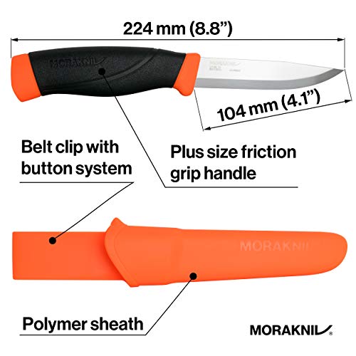 Orange Heavy Duty Fixed Blade Knife with Sandvik Carbon Steel Blade - Morakniv Companion