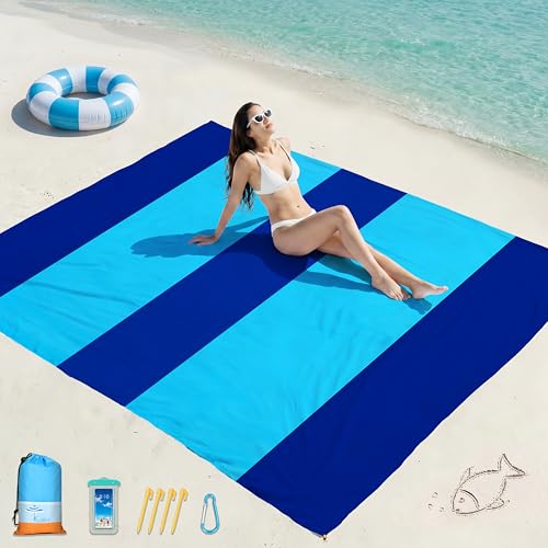 Oversized Waterproof Sandproof Beach Blanket 78" x 110" - Family Size, Easy Carry, Multi-Use