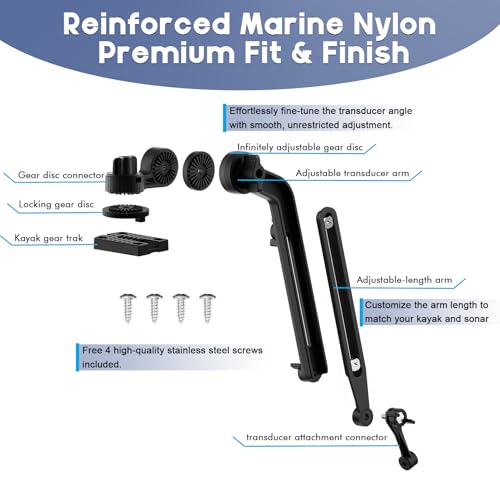 Universal Kayak Fish Finder Mount with Transducer Arm Adjustable 9?14¡± Tool-Free Rail Installation