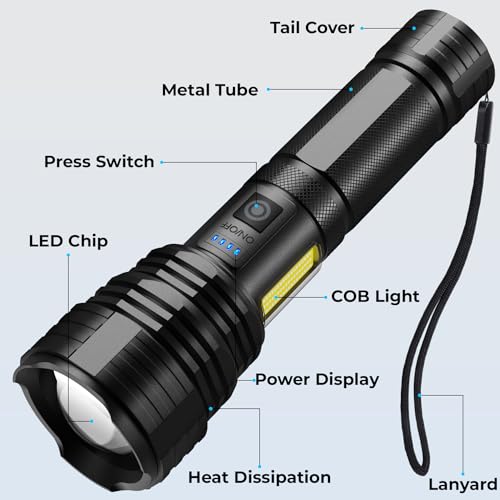 Rechargeable LED Flashlight 99,000 Lumens Waterproof Handheld Camping & Hiking Light