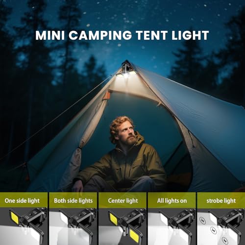 Black 2-Pack Rechargeable COB Work Light with Bottle Opener - Foldable & Hands-Free Camping, Car Repair, Emergency