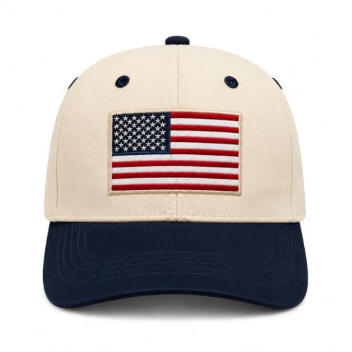 Unisex Baseball Cap with Embroidered American Flag Patch - Adjustable Cotton Hat for Sports Travel & Daily Wear