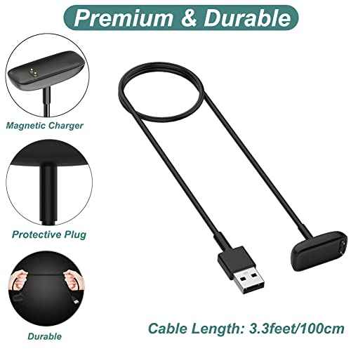 Charger for Fitbit Charge 5 / Charge 6 / Luxe, Replacement Charging Cable Cord Accessories for Fitbit Bands (2-Pack, 3.3ft/1m)