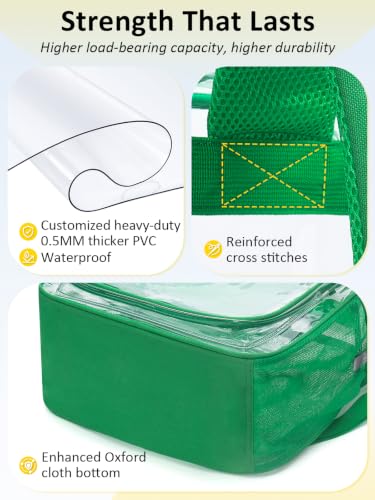 Green 18-Inch Heavy Duty Clear Backpack with TSA Lock - Large