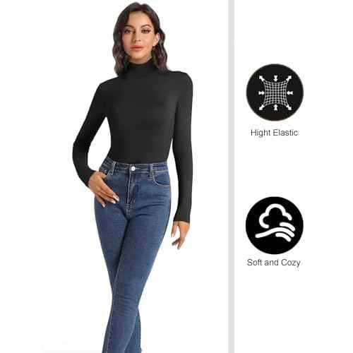HOPLYNN 3 Pack Turtlenecks Women Long Sleeve Pullover Baselayer Undershirts Tops Turtle Neck Mock Shirts